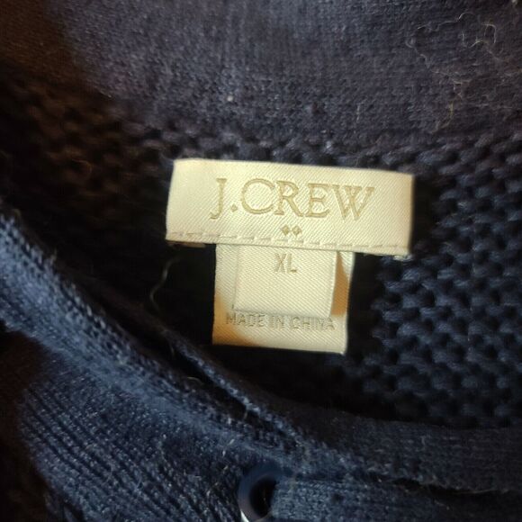 J Crew Women Sweater Pullover Long Sleeve Navy XL Cotton String Closer V-Neck - Picture 5 of 5